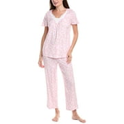 womens 2pc Capri Pajama Set, m, Pink